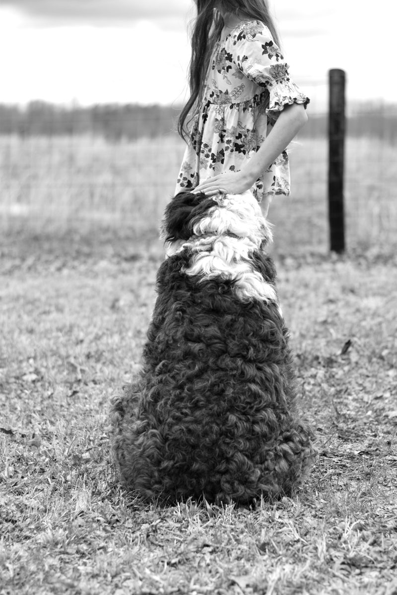 One of the kids with a puppy